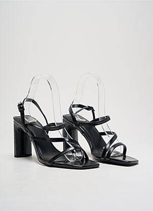 Sandales/nu pieds tissage satiné talon de 7 à 9cm noir BERSHKA femme