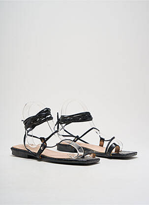 Tongs fermeture lacets talon plat jusqu'à 3cm noir RAID femme