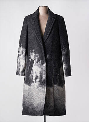 Manteau long coupe cintrée sans capuche gris fonce MC PLANET femme