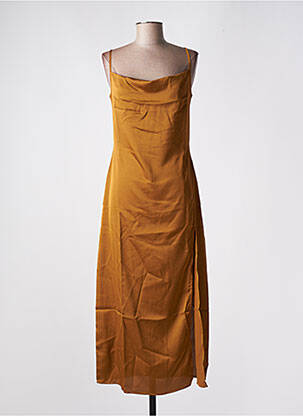 Robe longue coupe cintrée fines bretelles jaune STRADIVARIUS femme