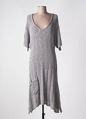 Robe mi-longue manches 3/4 manches 3/4 gris OLIVER JUNG femme