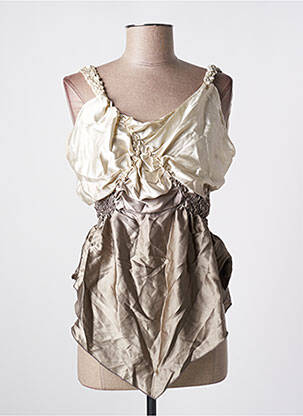Top coupe cintrée sans manche beige SERENA KAY femme