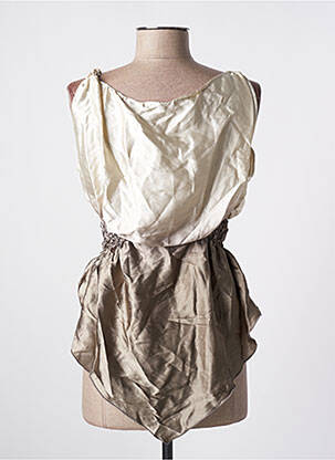 Top coupe cintrée sans manche beige SERENA KAY femme