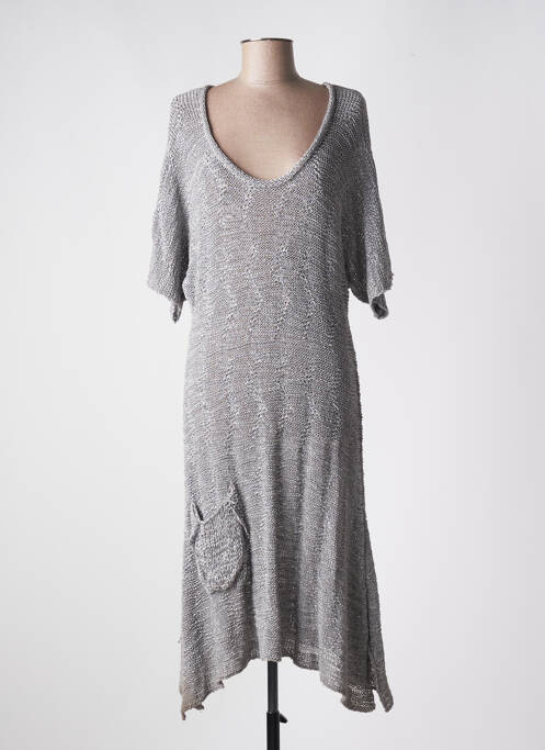 Robe mi-longue manches 3/4 manches 3/4 gris OLIVER JUNG femme