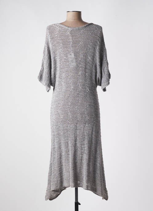Robe mi-longue manches 3/4 manches 3/4 gris OLIVER JUNG femme