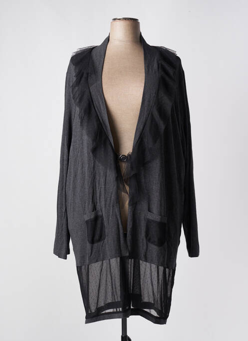 Gilet manches longues gris BE THE QUEEN pour femme