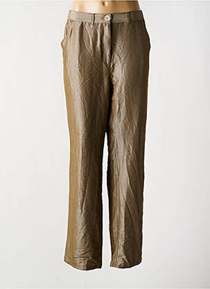 Pantalon droit fermeture zippée sous rabat boutonné marron BE THE QUEEN femme