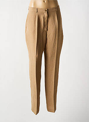 Pantalon droit fermeture zippée sous rabat boutonné beige ANGEL NINA femme