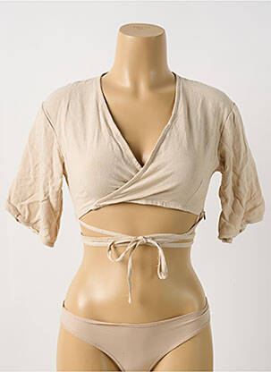 Top manches courtes manches courtes beige BOOHOO femme
