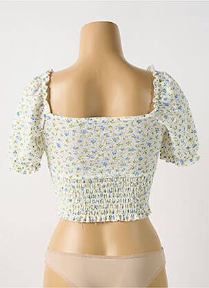 Top col carré manches courtes blanc BOOHOO femme