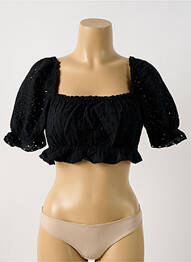Blouse légère et transparente manches courtes noir BOOHOO femme