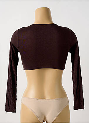 Top stretch manches longues marron BOOHOO femme