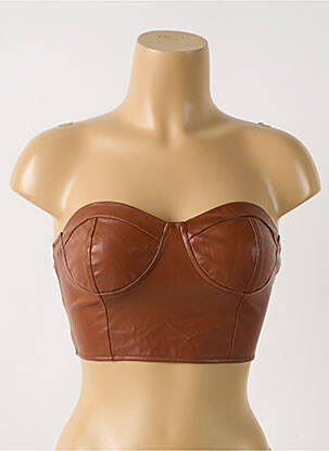 Top stretch sans manche marron BOOHOO femme