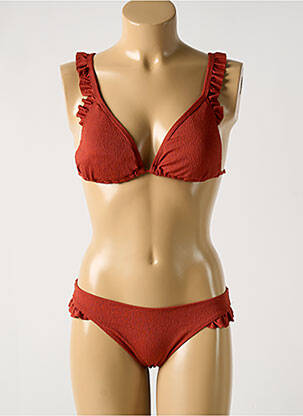 Maillot de bain 2 pièces stretch haut soutien-gorge avec mousse de rembourrage amovible marron FRESH & SALT femme