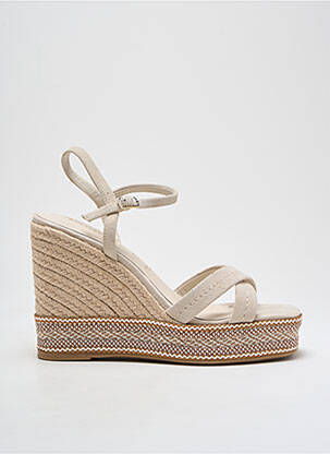 Espadrilles nubuck talon haut de 10cm et plus beige TAMARIS femme