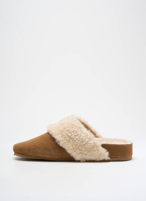 Chaussons/pantoufles bout rond talon plat jusqu'à 3cm marron L'ATELIER TROPÉZIEN femme