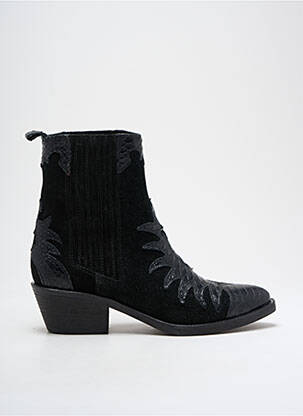 Bottines/boots tissage satiné talon de 4 à 6cm noir REQINS femme