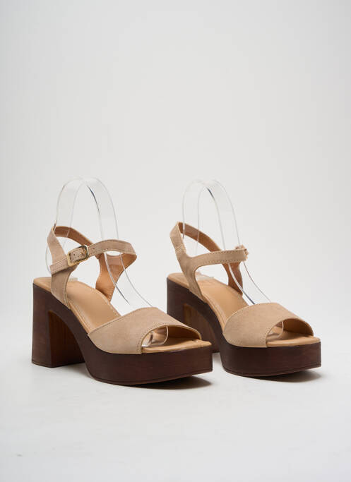 Sandales/Nu pieds beige TEXTO pour femme