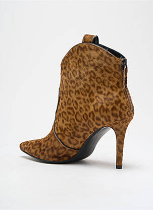 Bottines/boots tissage satiné talon de 7 à 9cm marron LOLA CRUZ femme