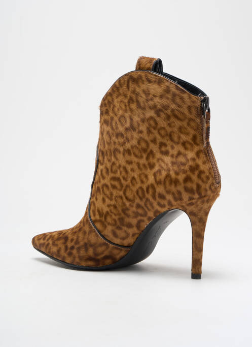 Bottines/boots tissage satiné talon de 7 à 9cm marron LOLA CRUZ femme