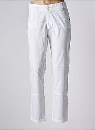 Pantalon droit tissage popeline taille normale blanc GOUBI femme