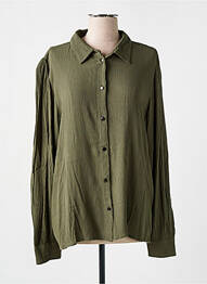 Chemisier tissage crêpe manches longues vert KAFFE femme