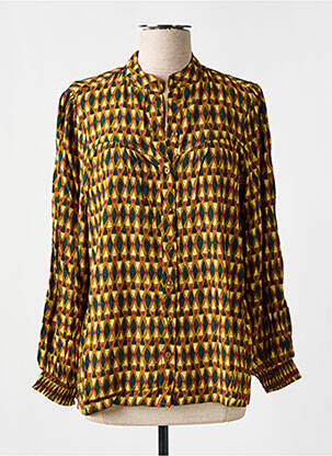 Chemisier col mao manches longues jaune ZILCH femme