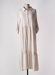 Robe longue coupe évasée manches 3/4 marron KAFFE femme