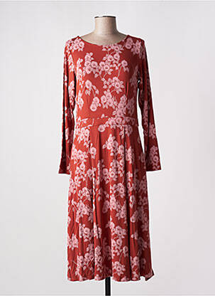 Robe mi-longue imprimé fleurs manches longues orange WHITE STUFF femme