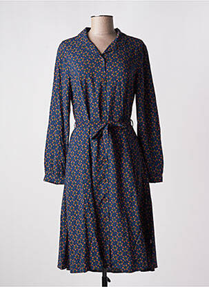 Robe mi-longue imprimé fleurs manches longues bleu BLUTSGESCHWISTER femme