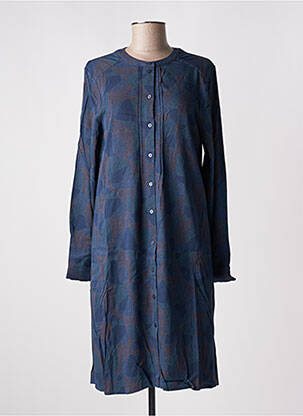 Robe mi-longue imprimé fantaisie manches longues bleu ZILCH femme
