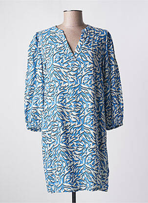 Robe mi-longue coupe fluide manches 3/4 bleu KAFFE femme
