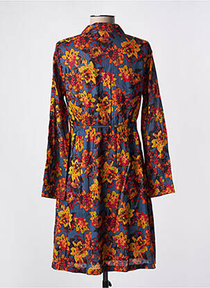 Robe mi-longue imprimé fleurs manches longues bleu LA FIANCÉE femme