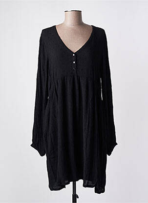 Robe mi-longue manches longues manches longues noir KAFFE femme