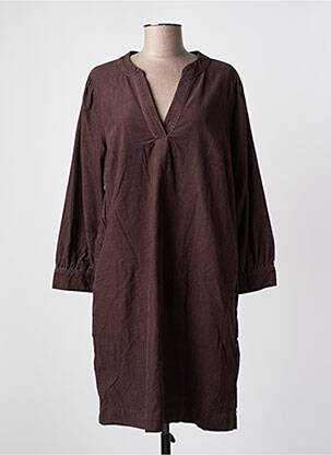 Robe mi-longue manches 3/4 manches 3/4 marron KAFFE femme