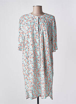 Robe courte coupe fluide manches 3/4 bleu PARAMITA femme