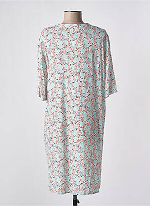 Robe courte coupe fluide manches 3/4 bleu PARAMITA femme