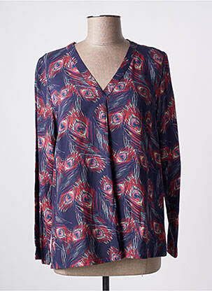 Blouse tissage popeline manches longues bleu LA FIANCÉE femme
