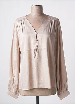 Blouse poignets boutonnés avec fente manches longues beige KAFFE femme