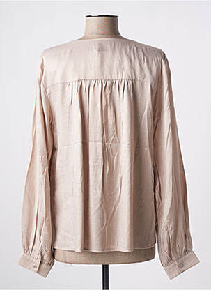 Blouse poignets boutonnés avec fente manches longues beige KAFFE femme