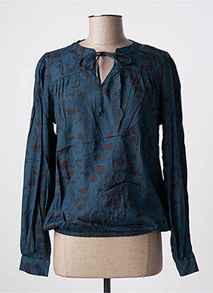 Blouse poignets boutonnés avec fente manches longues bleu KAFFE femme
