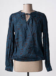Blouse poignets boutonnés avec fente manches longues bleu KAFFE femme