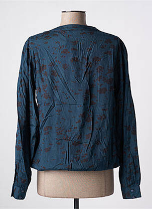 Blouse poignets boutonnés avec fente manches longues bleu KAFFE femme