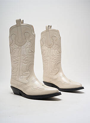 Bottes cubain talon de 4 à 6cm beige GANNI femme