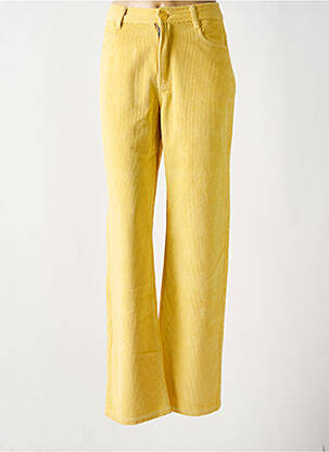 Pantalon droit stretch taille haute jaune THINKING MU femme