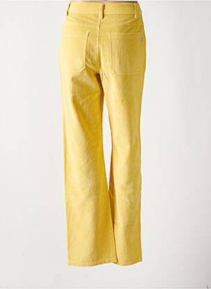 Pantalon droit stretch taille haute jaune THINKING MU femme