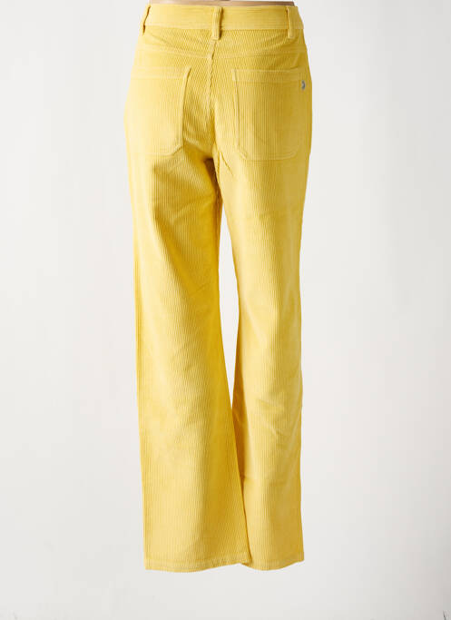 Pantalon droit stretch taille haute jaune THINKING MU femme