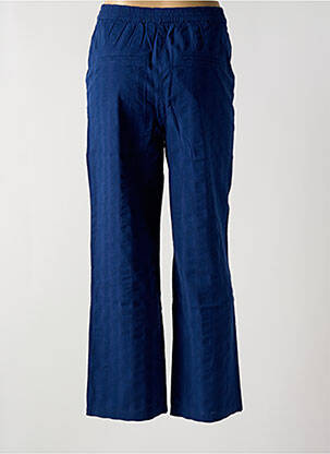 Pantalon chino fermeture zippée sous rabat boutonné taille haute bleu THINKING MU femme