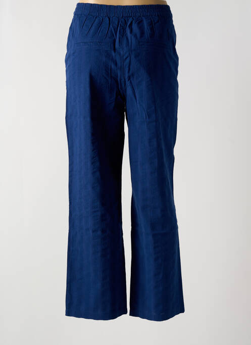 Pantalon chino fermeture zippée sous rabat boutonné taille haute bleu THINKING MU femme