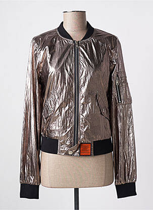 Blouson col v argent BOMBERS femme